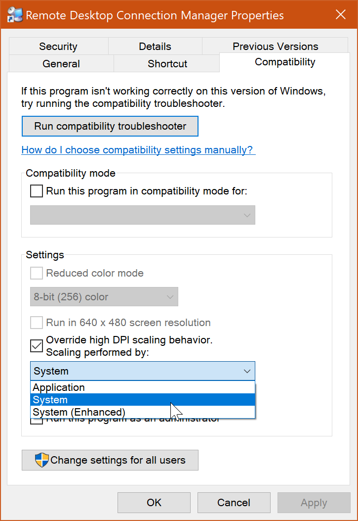 rdcman connection properties